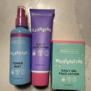 Daily Face Wash and Toner Set - Purple and Blue